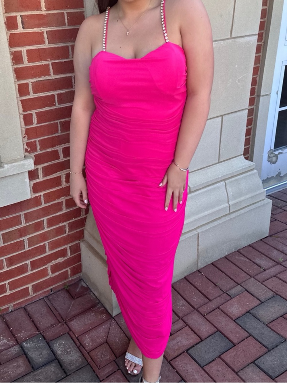 Cache Fuchsia Ruched Midi Dress